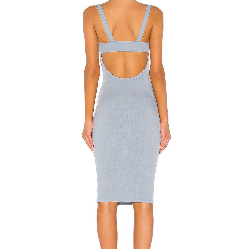 NWT‎ Superdown Taylor Open Back Dress Ribbed Knit Midi Slate Blue Women's Size S - Picture 2 of 9